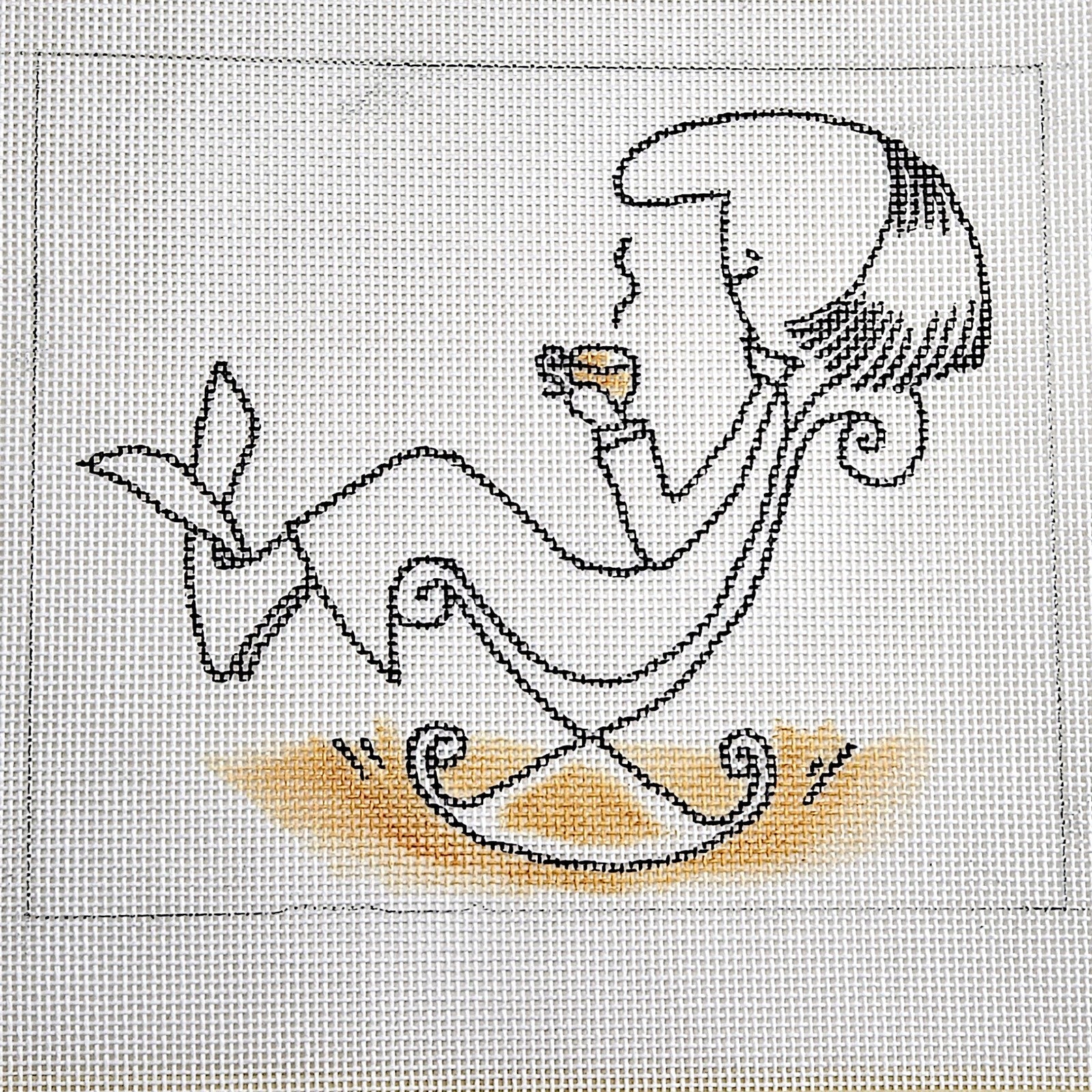 WHIMSICAL NEEDLEPOINT CANVAS:  TEA / COFFEE BREAK!     BM0