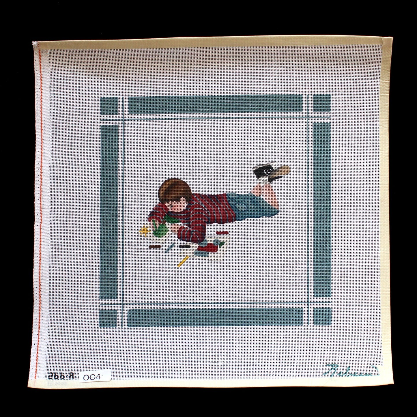 REBECCA HAND PAINTED NEEDLEPOINT CANVAS: BOY COLORING    BM1