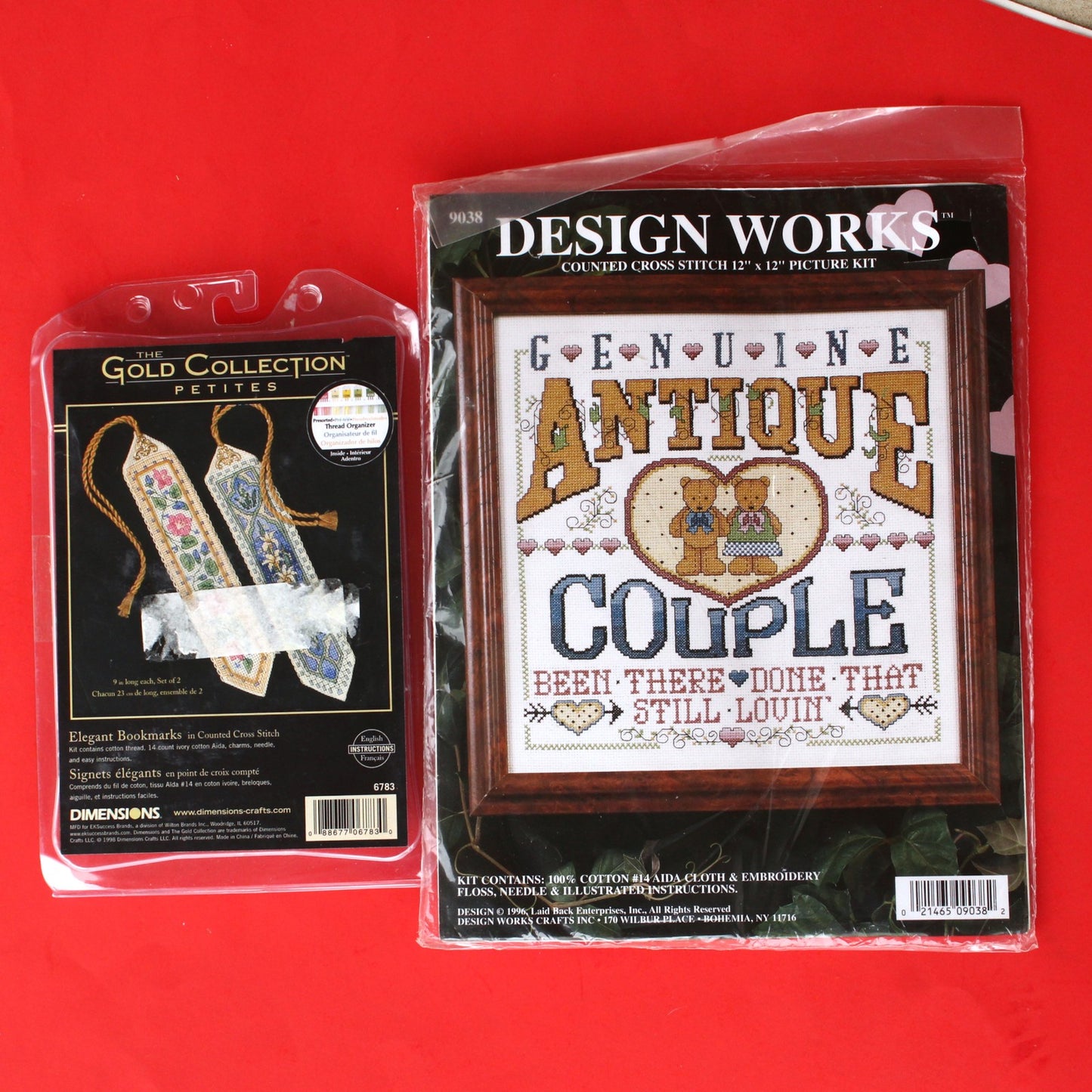 4 COUNTED CROSS STITCH KIT LOT:  BOOKMARK, SPORTS, NAPKIN RING, ANTIQUE   BM1