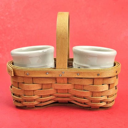 LONGABERGER SMALL BBQ BUDDY BASKET WITH 2 CONDIMENT CROCKS3