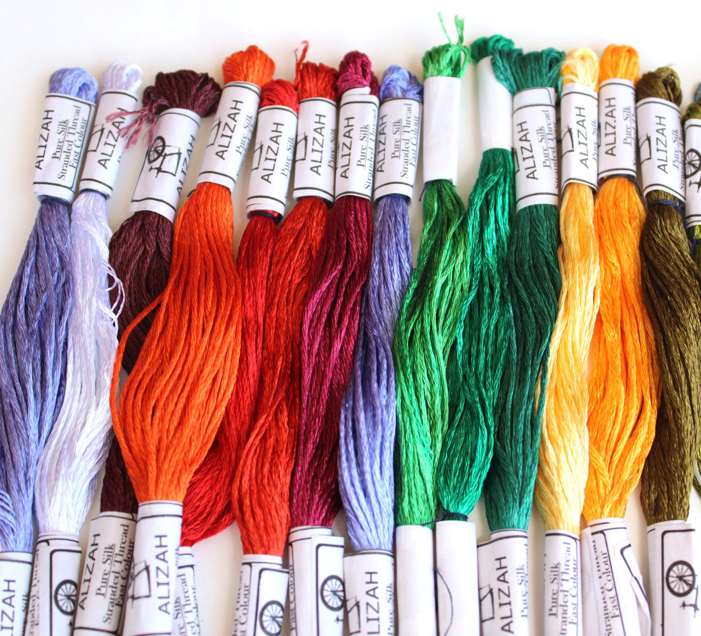 35 SKEINS SILK THREADS:  ALIZAH, KUM AND MISC    BM1