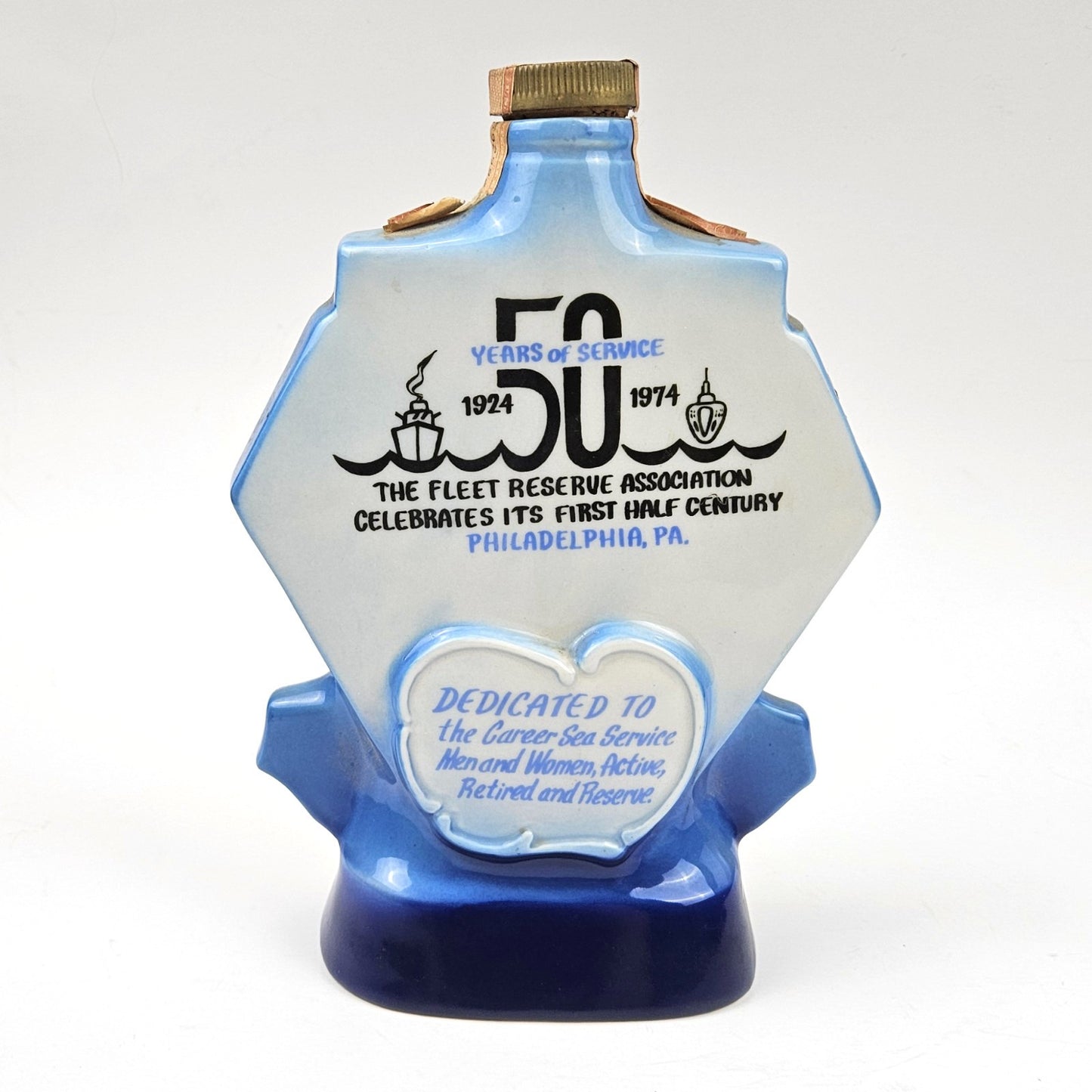 VINTAGE 1974 JIM BEAM WHISKEY DECANTER:  FRA FLEET RESERVE ASSOC 50 YRS EMPTY5