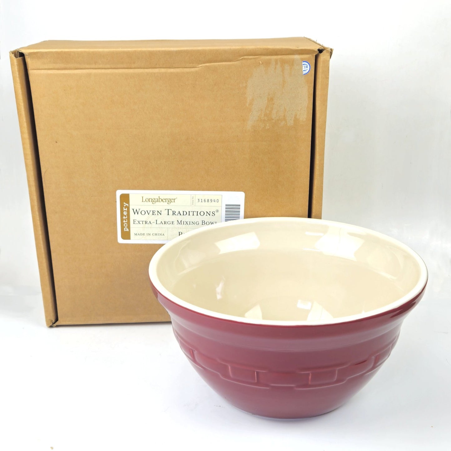 LONGABERGER VITRIFIED POTTERY:  WOVEN TRADITIONS PAPRIKA EXTRA LARGE MIXING BOWL0