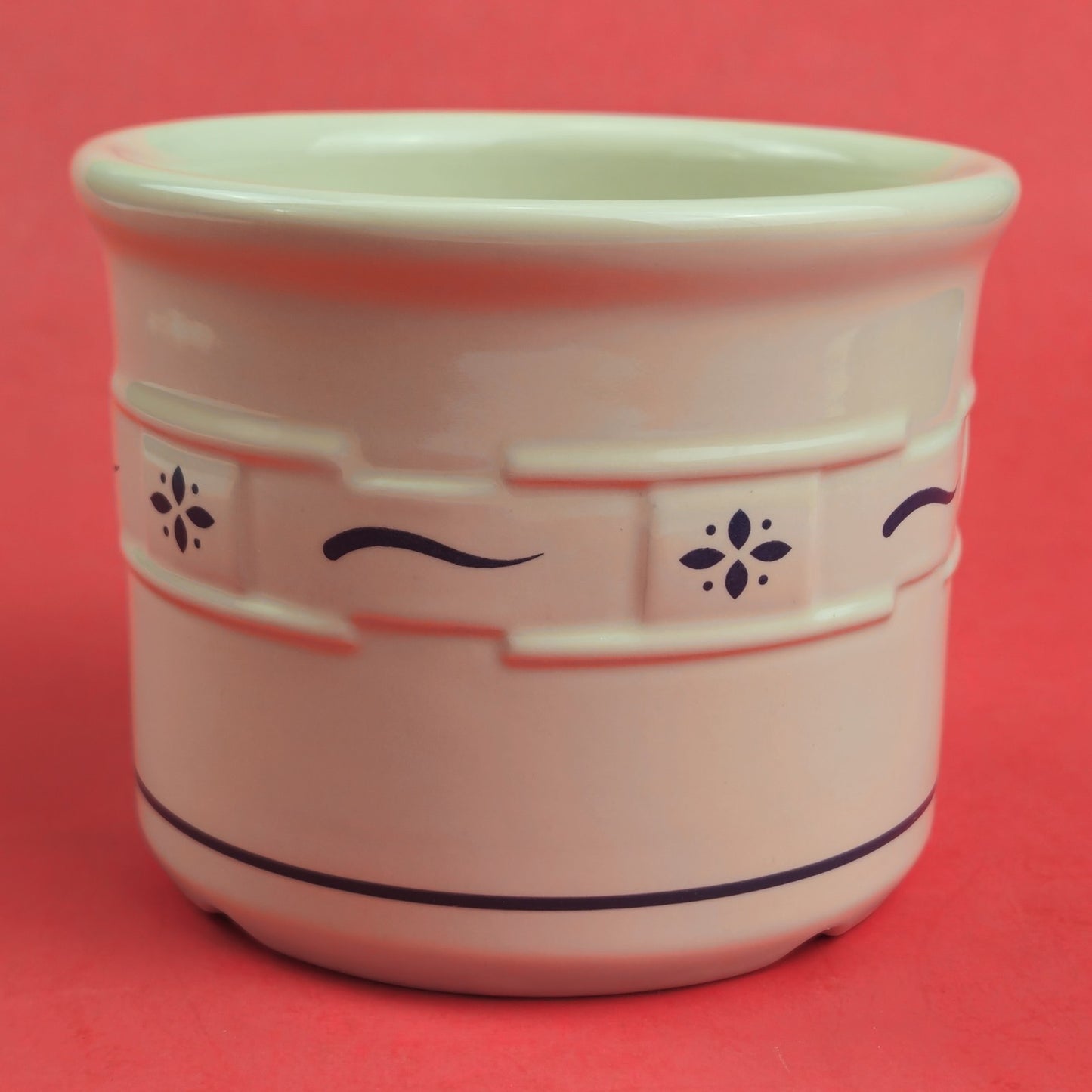 RETIRED LONGABERGER POTTERY:  1 PINT SALT CROCK  WOVEN TRADITIONS BLUE1