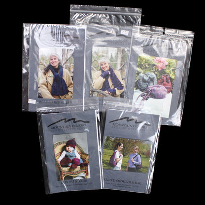 5 MOUNTAIN COLORS KNITTING PATTERN LOT:   SCARF, HAT GLOVES  LF0