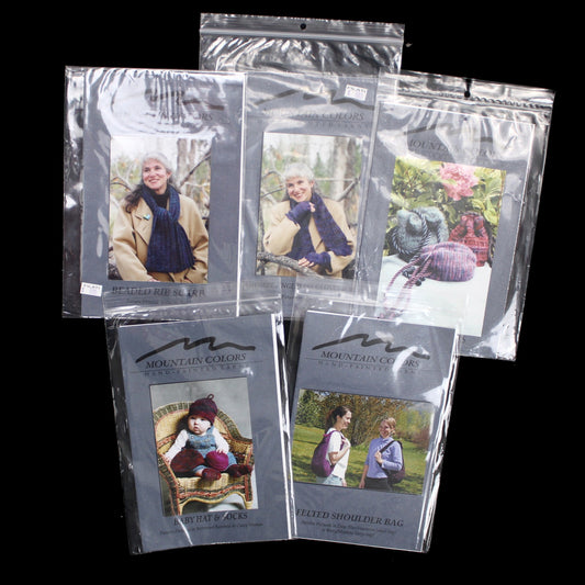 5 MOUNTAIN COLORS KNITTING PATTERN LOT:   SCARF, HAT GLOVES  LF0
