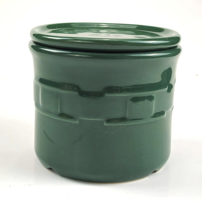 RETIRED LONGABERGER POTTERY:  1 PINT SALT CROCK & LID / COASTER  IVY1