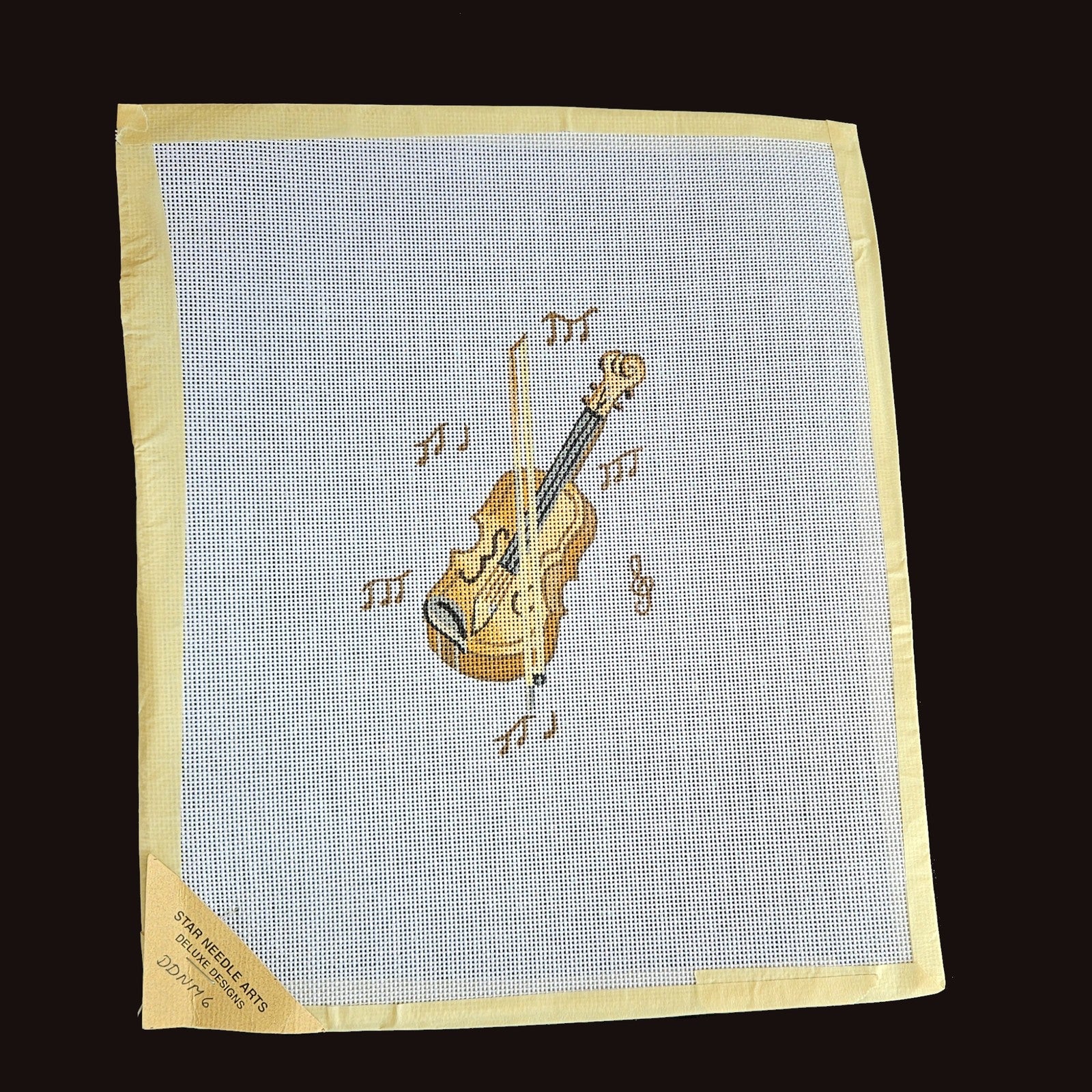NEEDLEPOINT CANVAS:  VIOLIN MUSIC: JOURNAL BOOK COVER, PILLOW INSERT     BM1