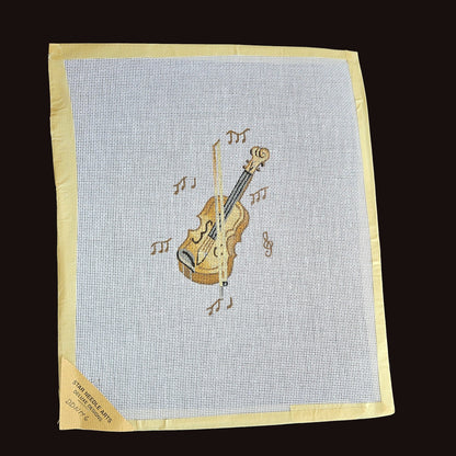 NEEDLEPOINT CANVAS:  VIOLIN MUSIC: JOURNAL BOOK COVER, PILLOW INSERT     BM1