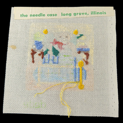 2 VINTAGE OOAK DEDE HP NEEDLEPOINT CANVAS LOT:  BEAR THEME CHILD'S ROOM    BM2
