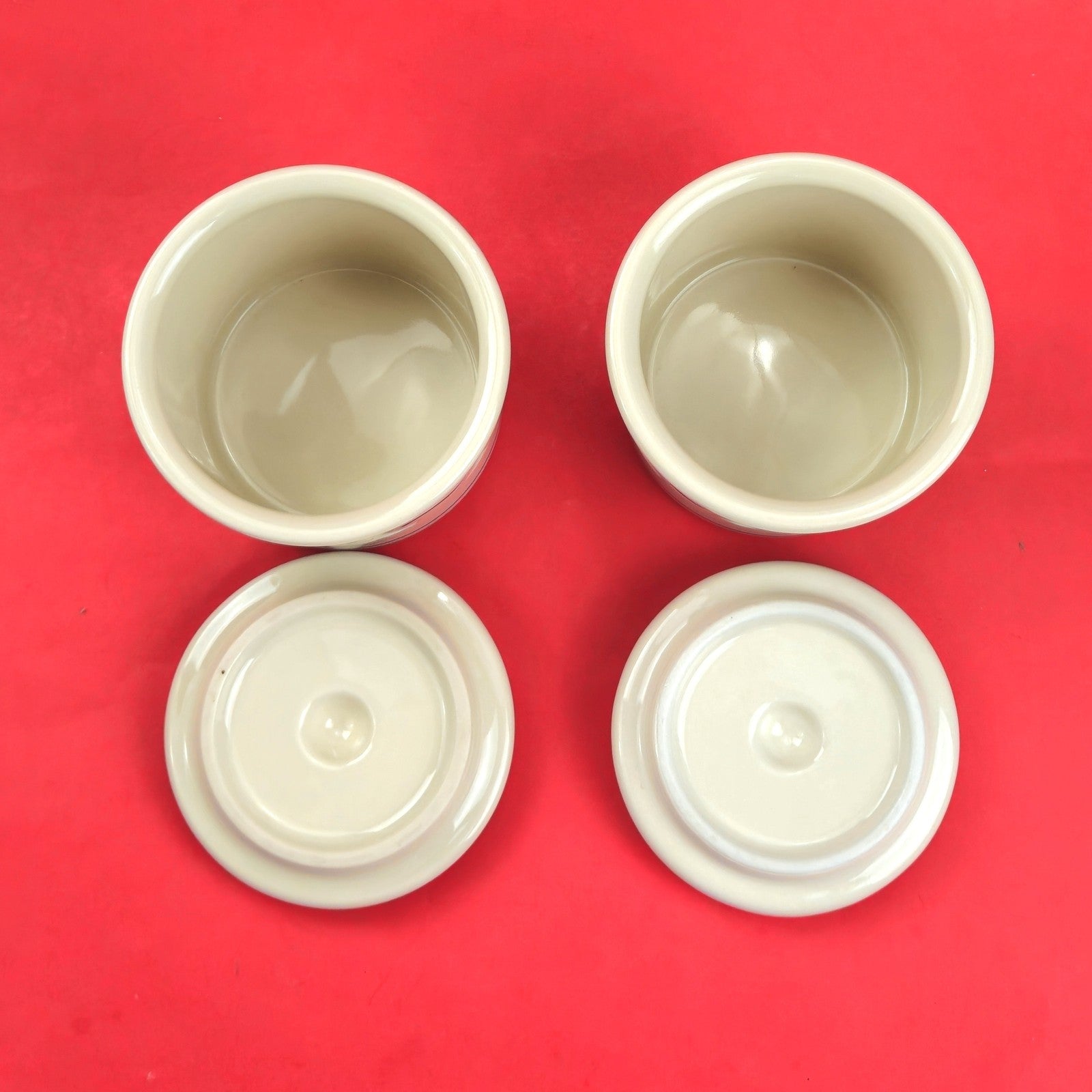 2 RETIRED LONGABERGER POTTERY:  1 PINT CROCKS WITH LIDS WOVEN TRADITIONS BLUE1