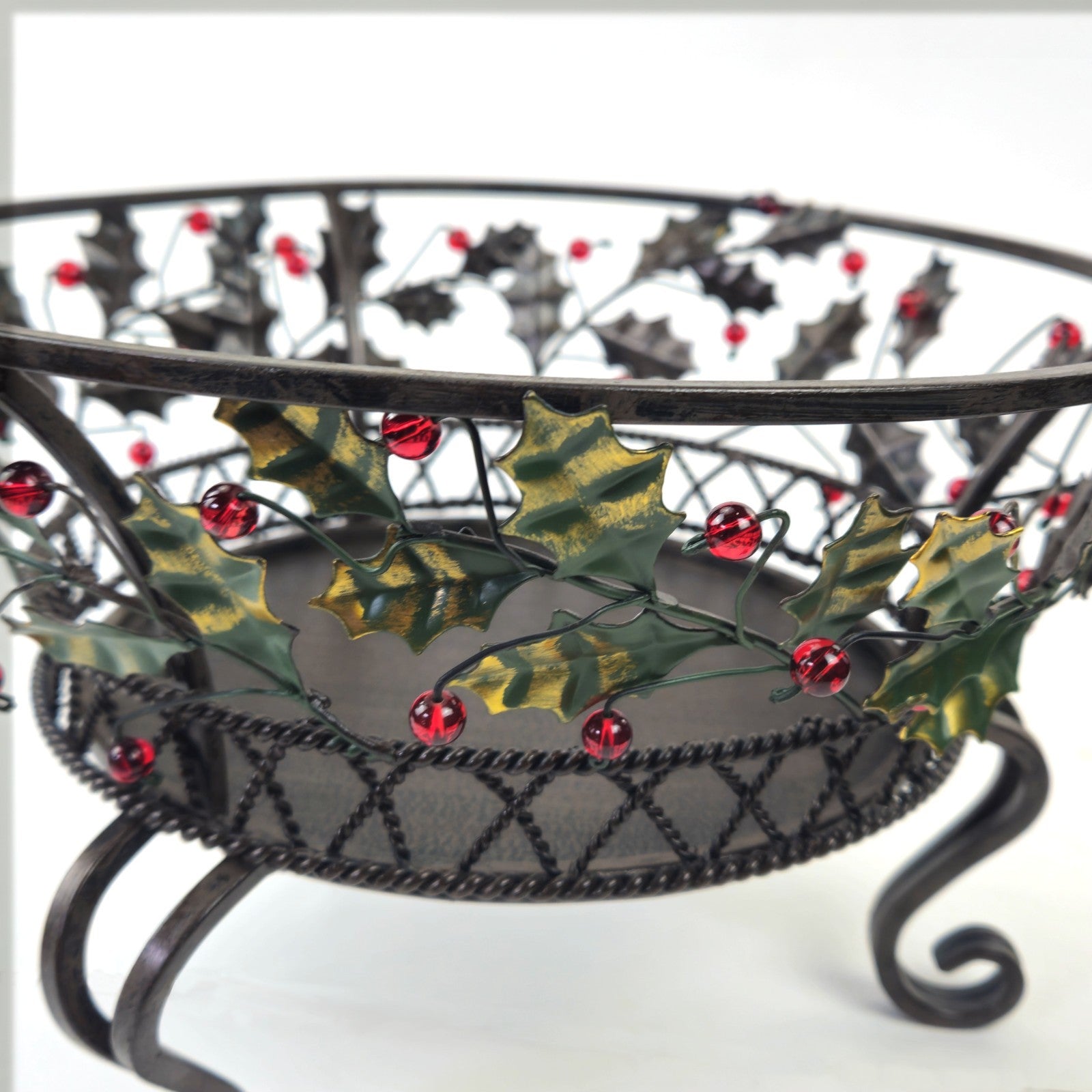 PARTYLITE 3 WICK CANDLE HOLDER:  P9904B HOLLY LITES3