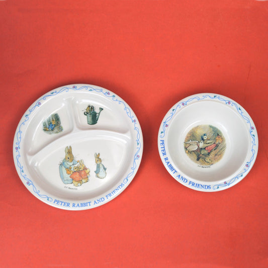 3 PC VINTAGE PETER RABBIT & FRIENDS DINNERWARE SET:  PLATE, BOWL, CUP0