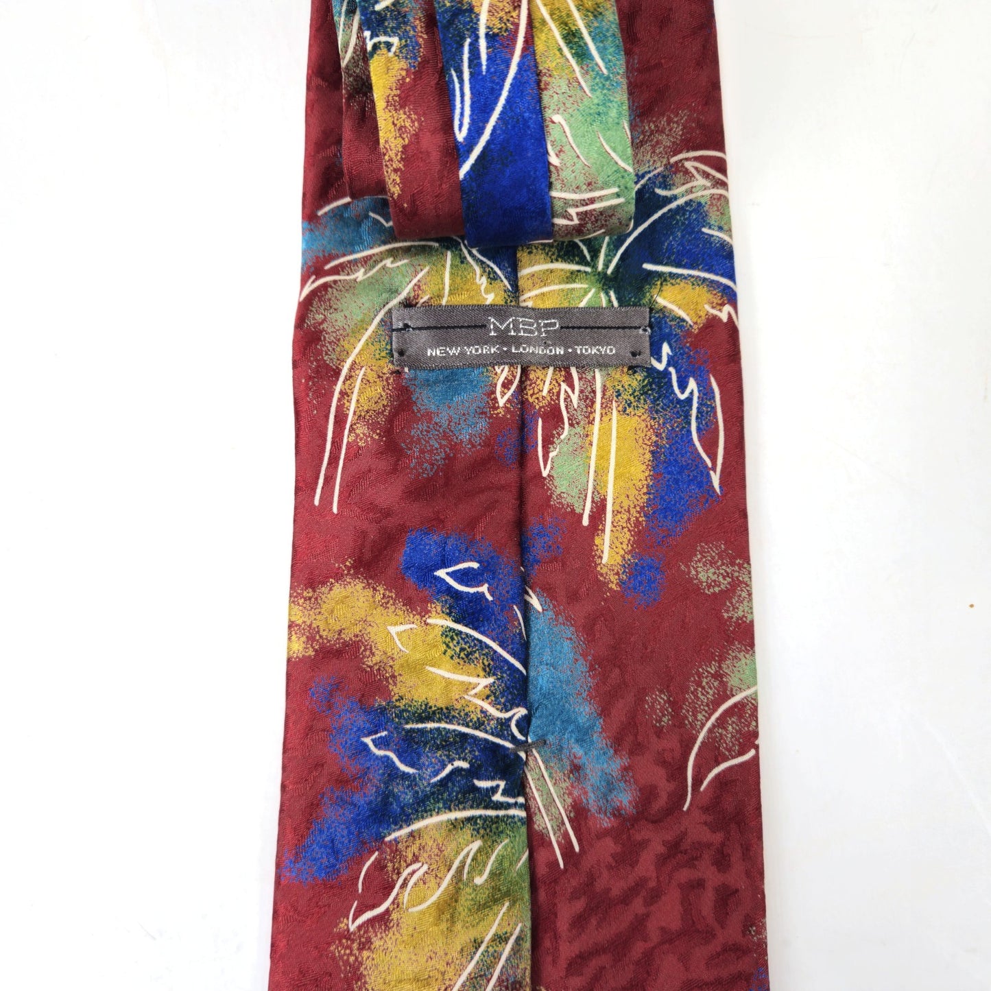 PREOWNED MBP MEN'S SILK TIE NECKTIE:  MULTICOLOR PALM TREE3