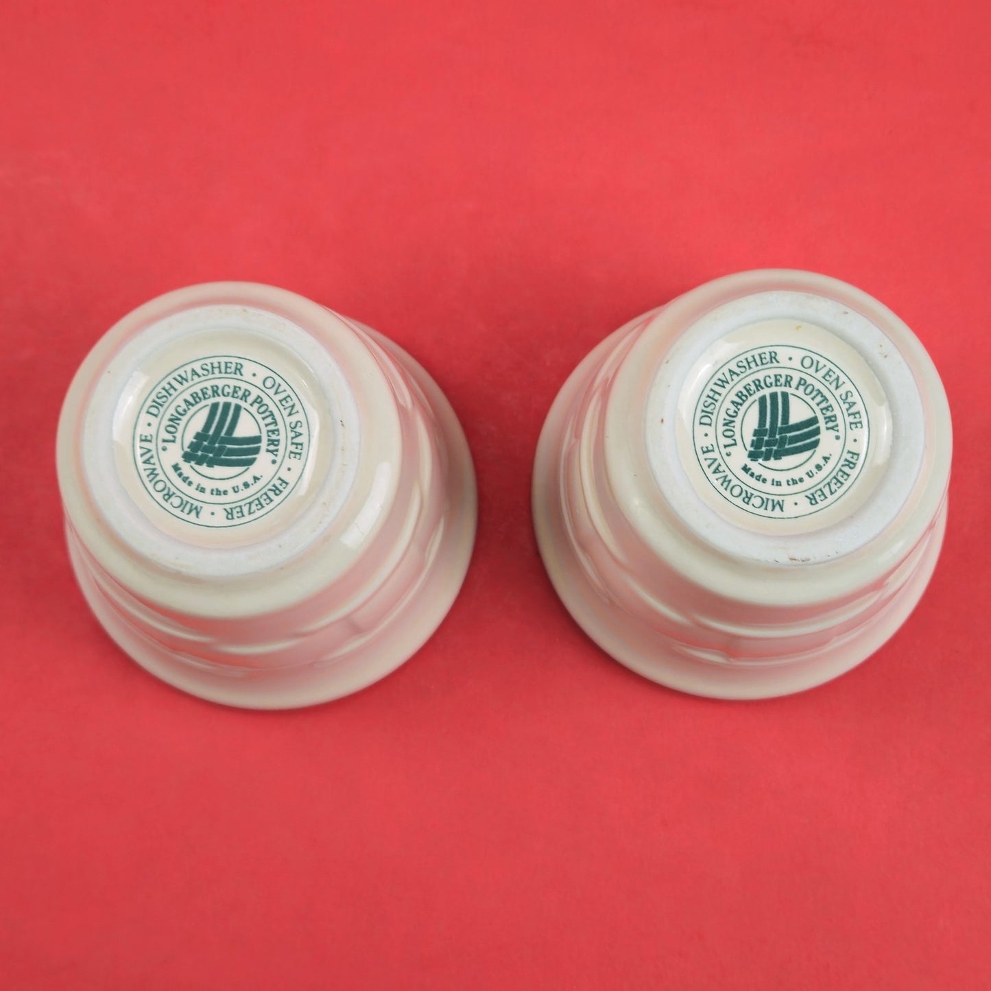 LONGABERGER POTTERY:  WOVEN TRADITIONS 2 PK VOTIVE CANDLE HOLDERS IVORY2