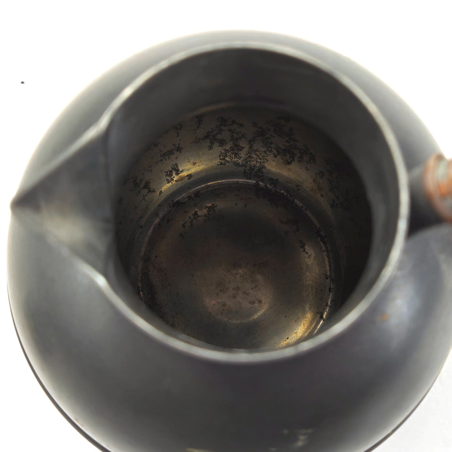 VINTAGE NASCO PEWTER TEAPOT #203 WITH RATTAN HANDLE7