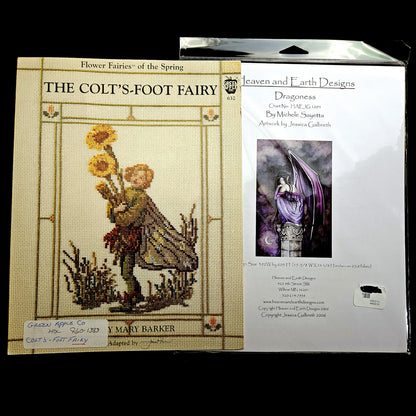 4 CROSS STITCH CHART LOT:  HEAVEN & EARTH DRAGONESS, DESIREE, FAIRY     BM2