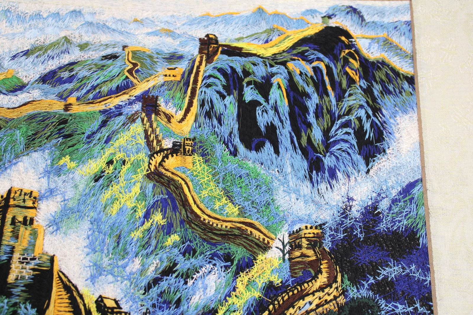 GORGEOUS COMPLETED EMBROIDERY:  GREAT WALL OF CHINA     BM1