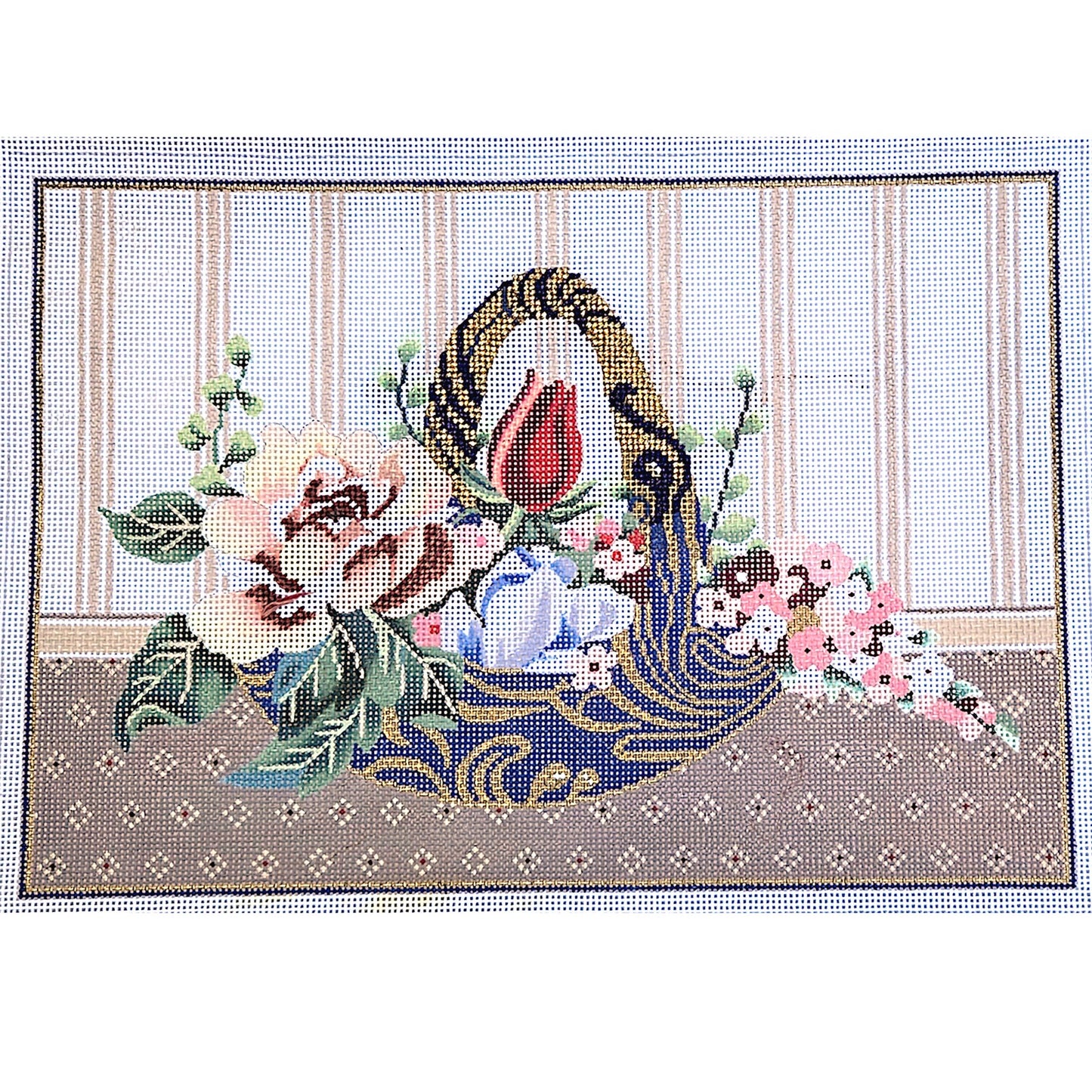 UNIQUE SOPHIA NEEDLEPOINT CANVAS:  FLORAL BASKET      BM0