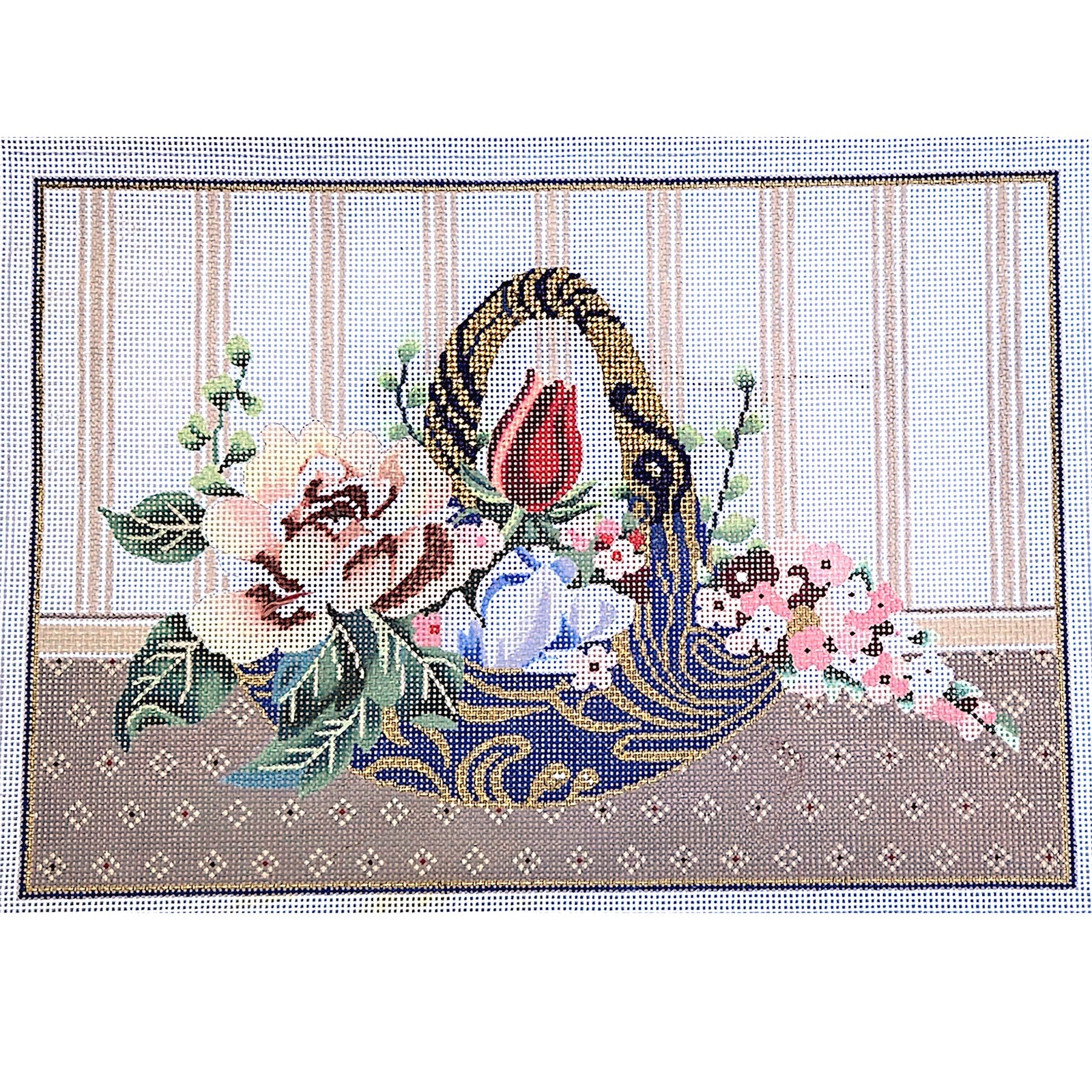 UNIQUE SOPHIA NEEDLEPOINT CANVAS:  FLORAL BASKET      BM0