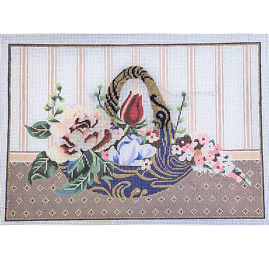 UNIQUE SOPHIA NEEDLEPOINT CANVAS:  FLORAL BASKET      BM0