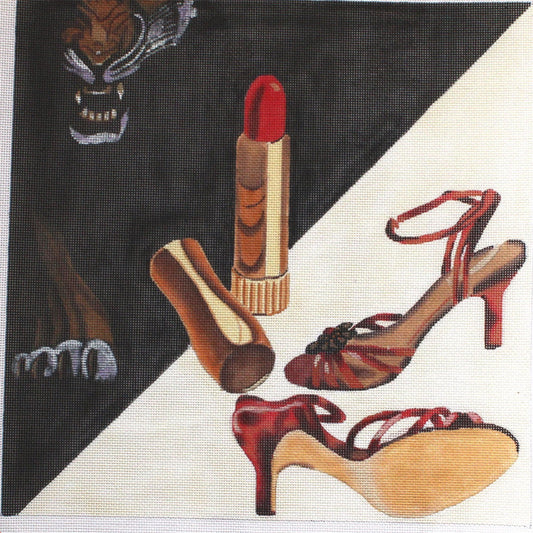 HP DESIGNS NEEDLEPOINT CANVAS:  DANGEROUS LIAISONS  MAKE A PILLOW    BM0
