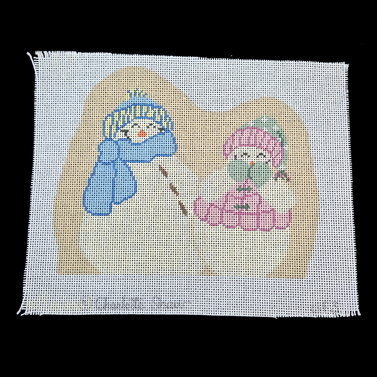 NEEDLEPOINT OR LATCH HOOK RUG CANVAS:   SNOWMAN COUPLE   GG1