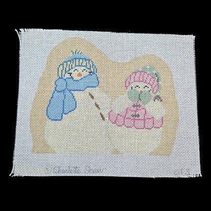 NEEDLEPOINT OR LATCH HOOK RUG CANVAS:   SNOWMAN COUPLE   GG1