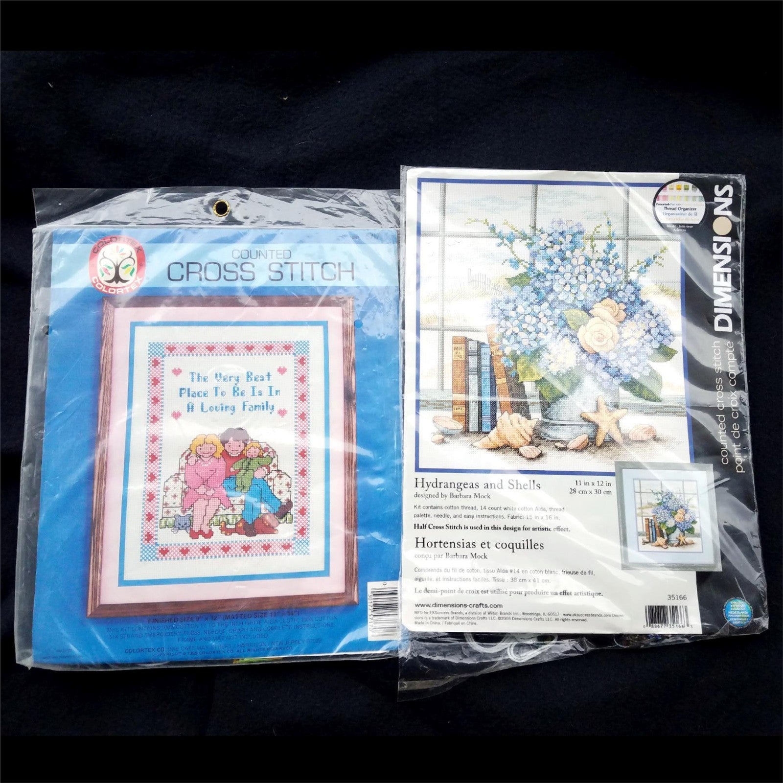6 COUNTED CROSS STITCH KIT LOT:  FLOWER, BABY, FAMILY, LONGEVITY, DUCK THEME  BM5