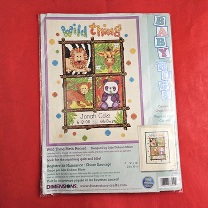 DIMENSIONS COUNTED CROSS STITCH KIT: WILD THING BABY BIRTH RECORD   SL0