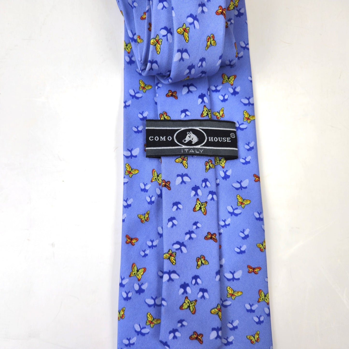 PREOWNED COMO HOUSE MEN'S SILK TIE NECKTIE 4 SPECIAL CHARITY:  BLUE BUTTERFLY1
