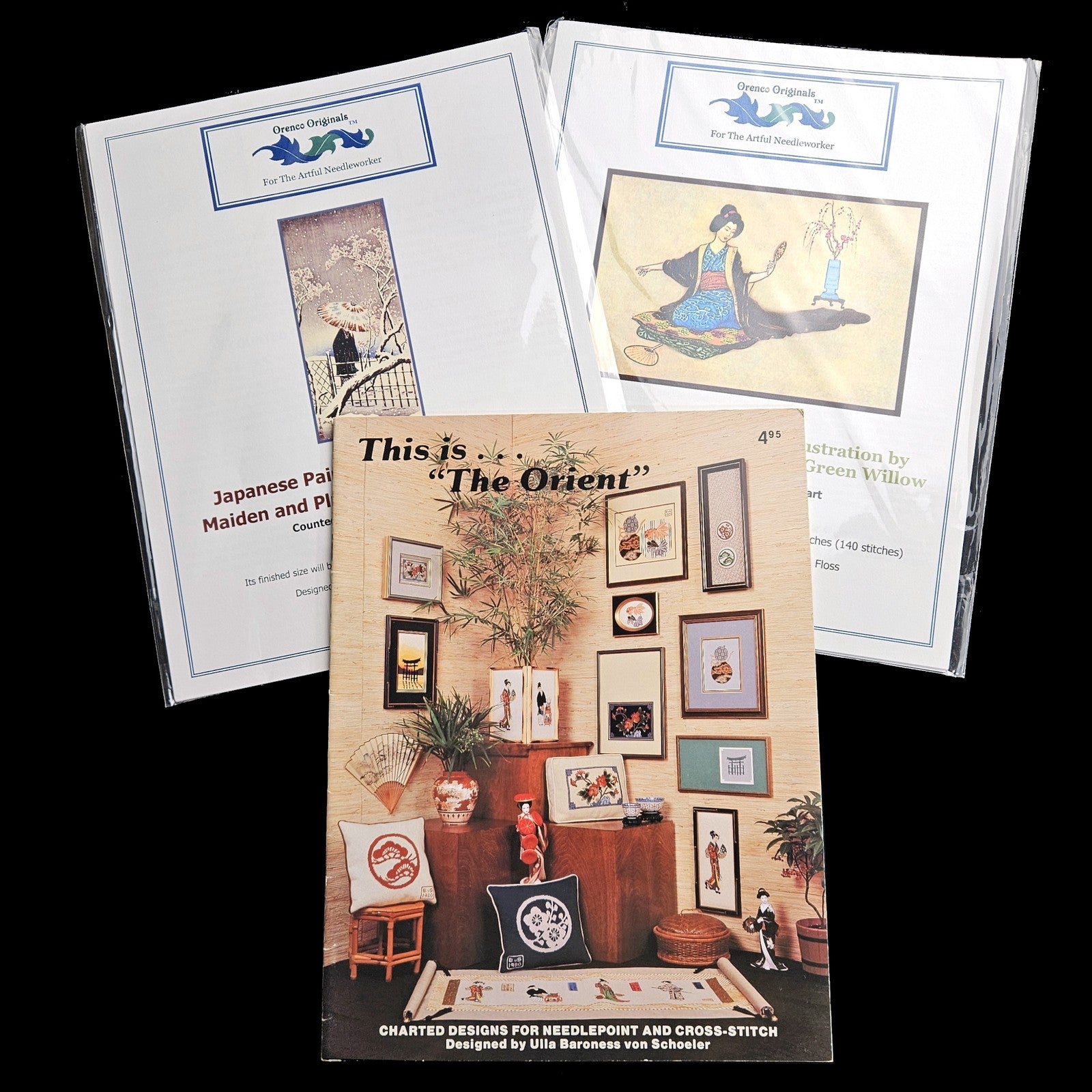 2 ORENCO ORIGINALS & 1 ANNIE DESIGNS CROSS STITCH:  ASIAN ORIENTAL THEME    BM0