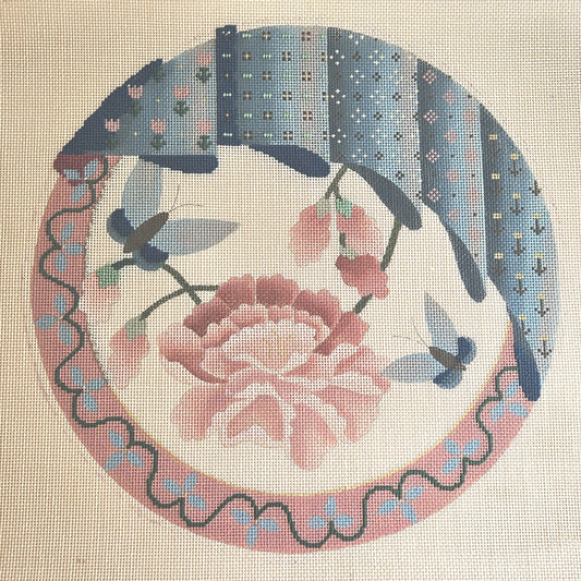 TERISU AUSTIN DESIGNS HP NEEDLEPOINT CANVAS:  BUTTERFLY SPRING SEAT CUSHION  BM0