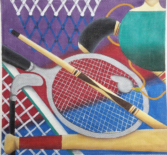 JB DESIGNS NEEDLEPOINT CANVAS:  SPORTS THEME TENNIS, POOL, BASKETBALL  BM0