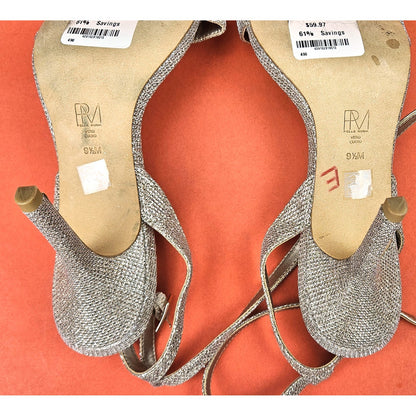PREOWNED PELLE MODA GOLD GLITTERY WOMENS HEELS SHOES SIZE 9.5   LF3