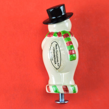 LONGABERGER BLUSTER SNOWMAN BASKET LID KNOB 50112 WITH BOX2