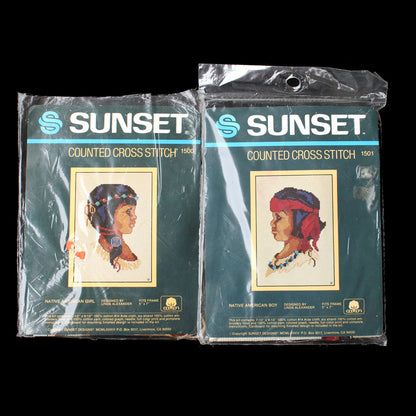3 CROSS STITCH NEEDLEWORK KIT LOT:  SOUTHWESTERN NATIVE AMERICAN THEME   BM3
