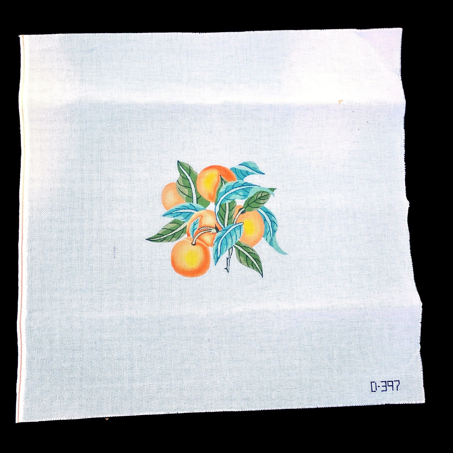 LARGE NEEDLEPOINT CANVAS:  CLEMENTINE ORANGE  SEAT, RUG    GG0