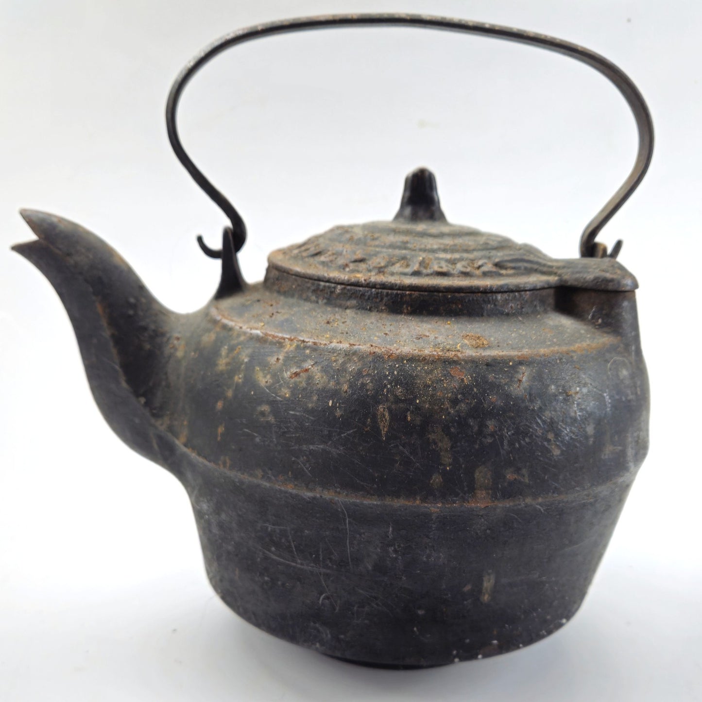 VINTAGE CAST IRON TEAPOT TEA KETTLE MARKED PATENTED JULY 8, 18622