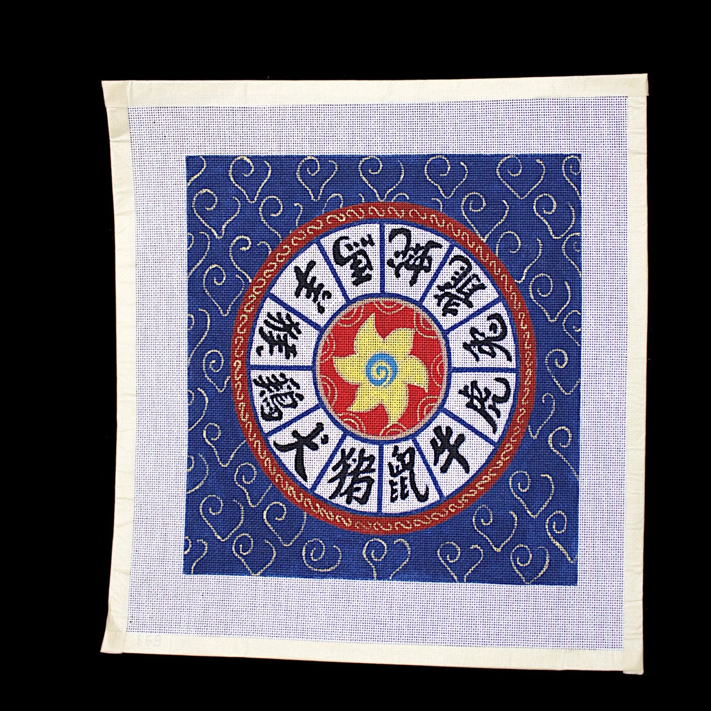 UNIQUE HAND PAINTED NEEDLEPOINT CANVAS:  CHINESE ZODIAC SYMBOLS  BM1