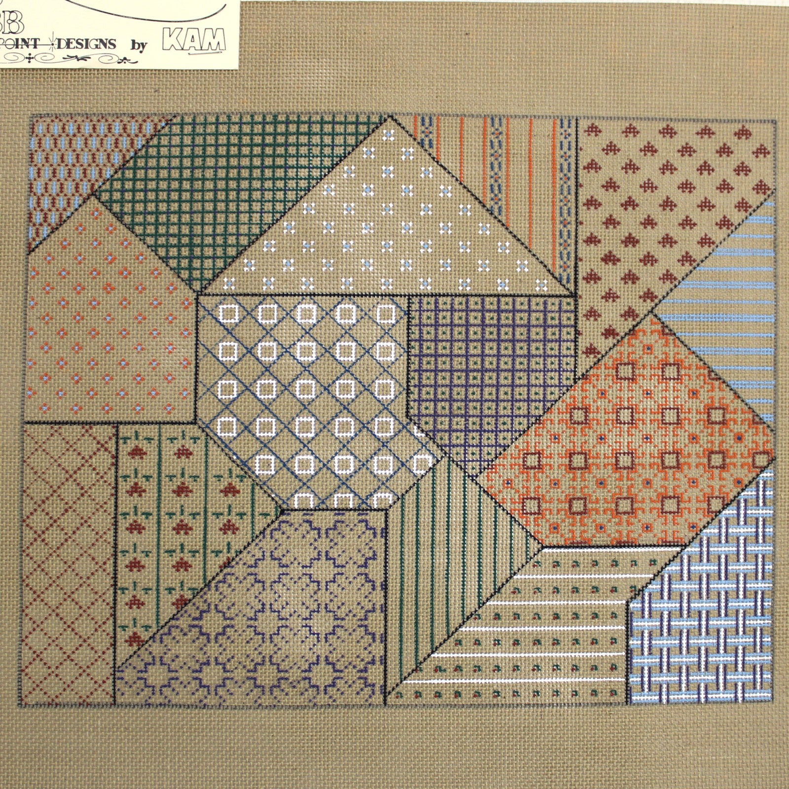 HOB NOBB NEEDLEPOINT CANVAS:  PATCHWORK MAKE A PILLOW!    BM0