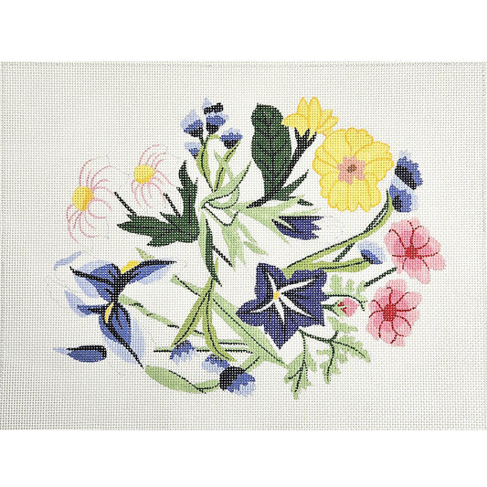 HAND PAINTED NEEDLEPOINT CANVAS:  FLOWER SEAT COVER PILLOW GG0