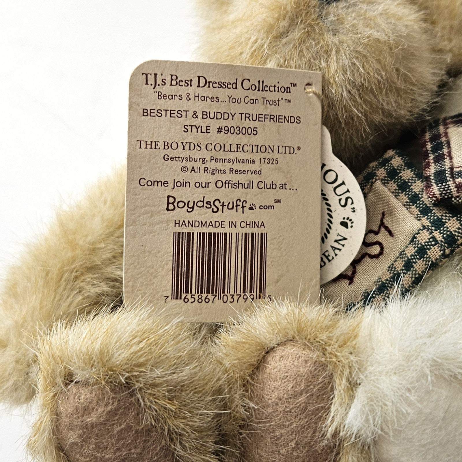 2001 PLUSH RETIRED BOYDS BEAR:  BESTEST & BUDDY TRUEFRIENDS  LF2