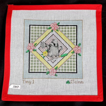 ALAINN NEEDLEPOINT CANVAS:  SPRING FEVER WATERING CAN FLOWER   BM1