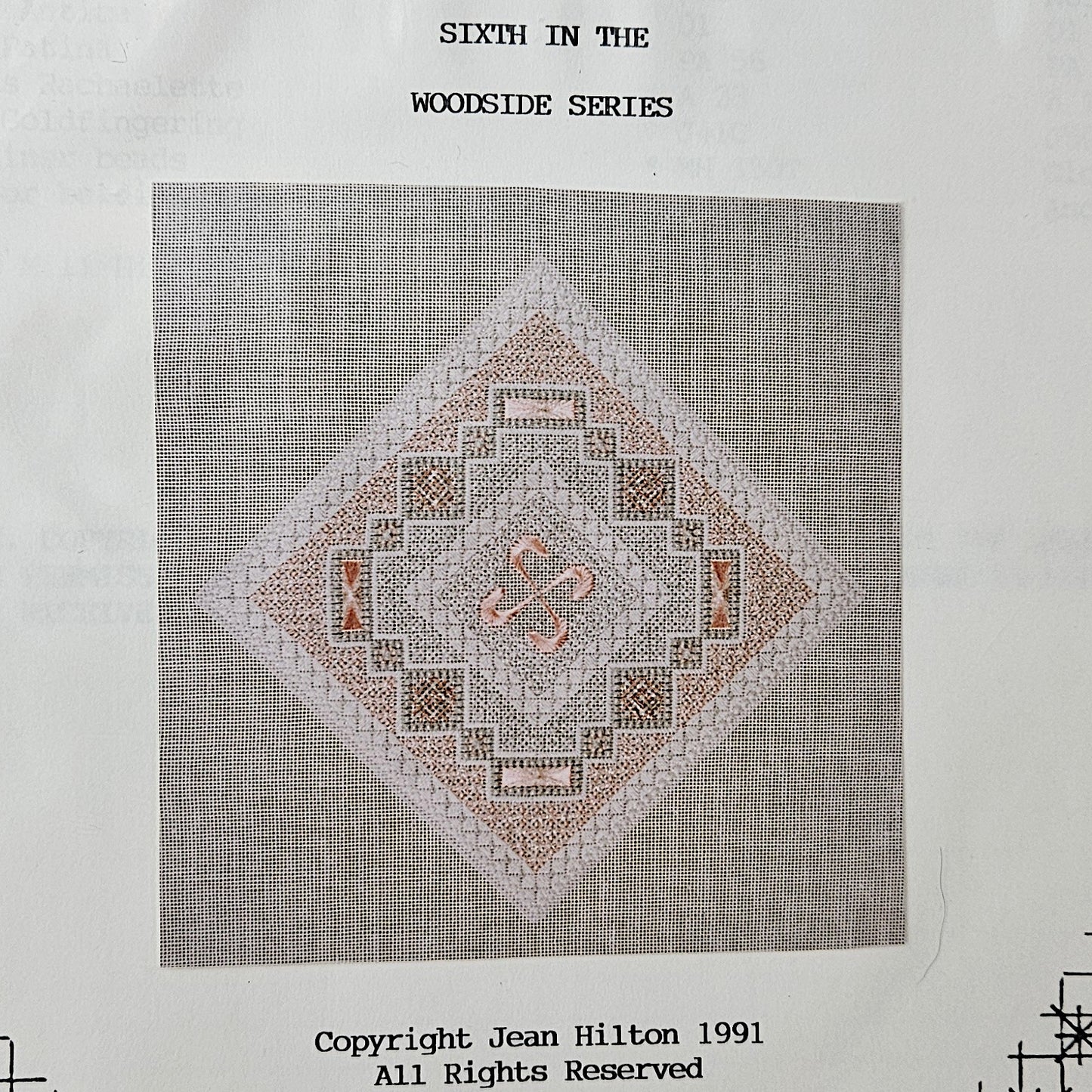 2 JEAN HILTON NEEDLEPOINT SG LOT: FIBERS IN ONE COLOR, SIXTH IN WOODSIDE SER  BM2