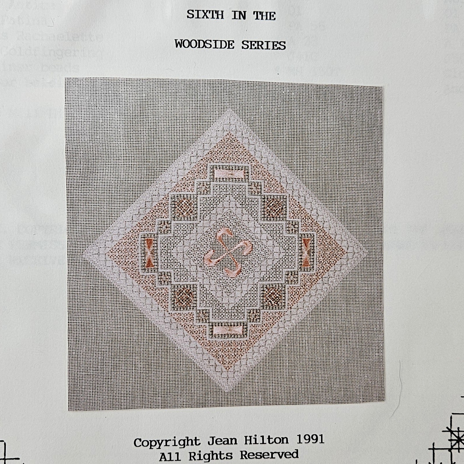 2 JEAN HILTON NEEDLEPOINT SG LOT: FIBERS IN ONE COLOR, SIXTH IN WOODSIDE SER  BM2