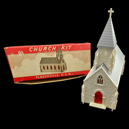 VINTAGE PLASTICVILLE CC-9 CHURCH KIT COMPLETE IN ORIGINAL BOX     LF0
