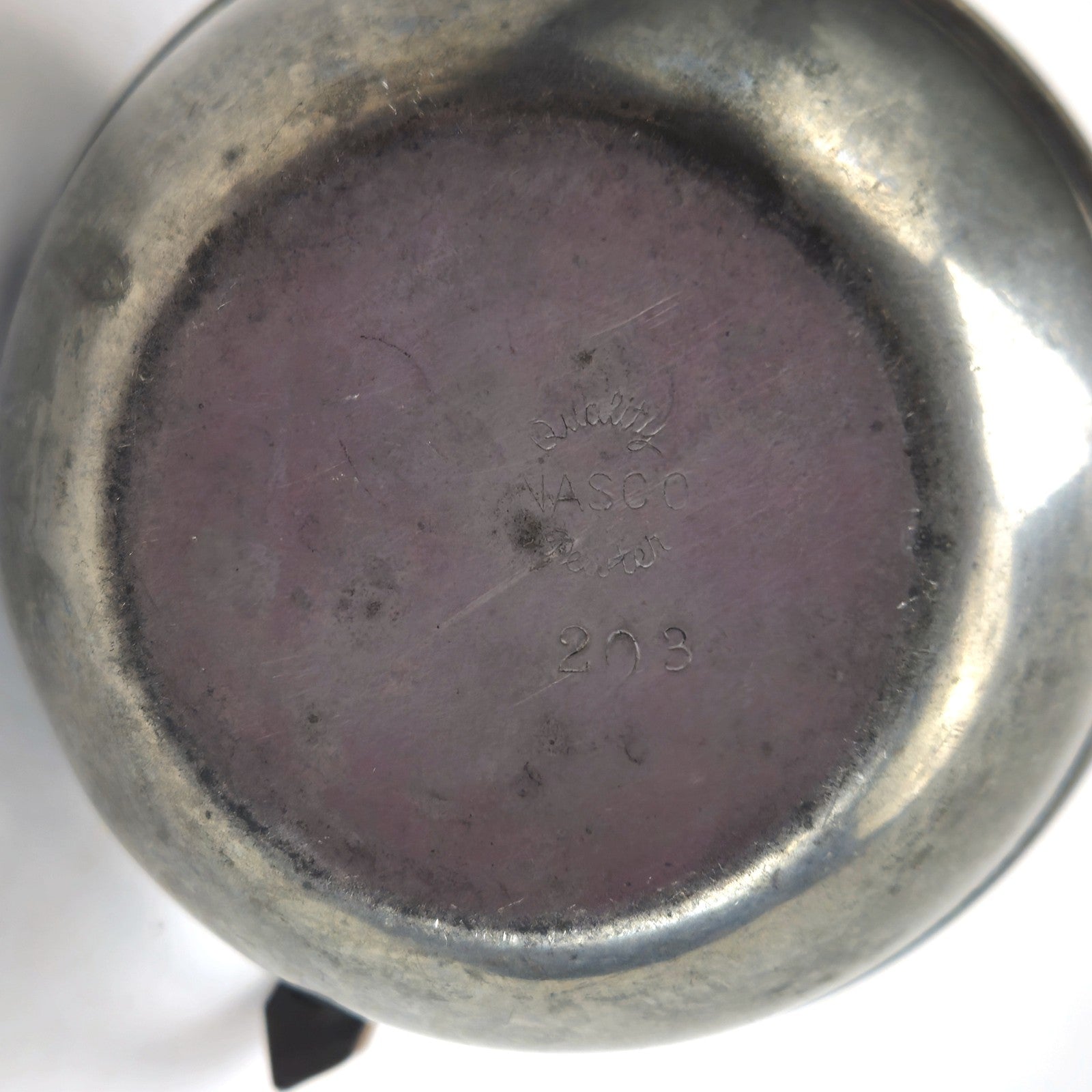 VINTAGE NASCO PEWTER TEAPOT #203 WITH RATTAN HANDLE8
