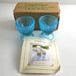 2 LONGABERGER GLASS EGG CUPS: LIGHT BLUE   NEW IN BOX0