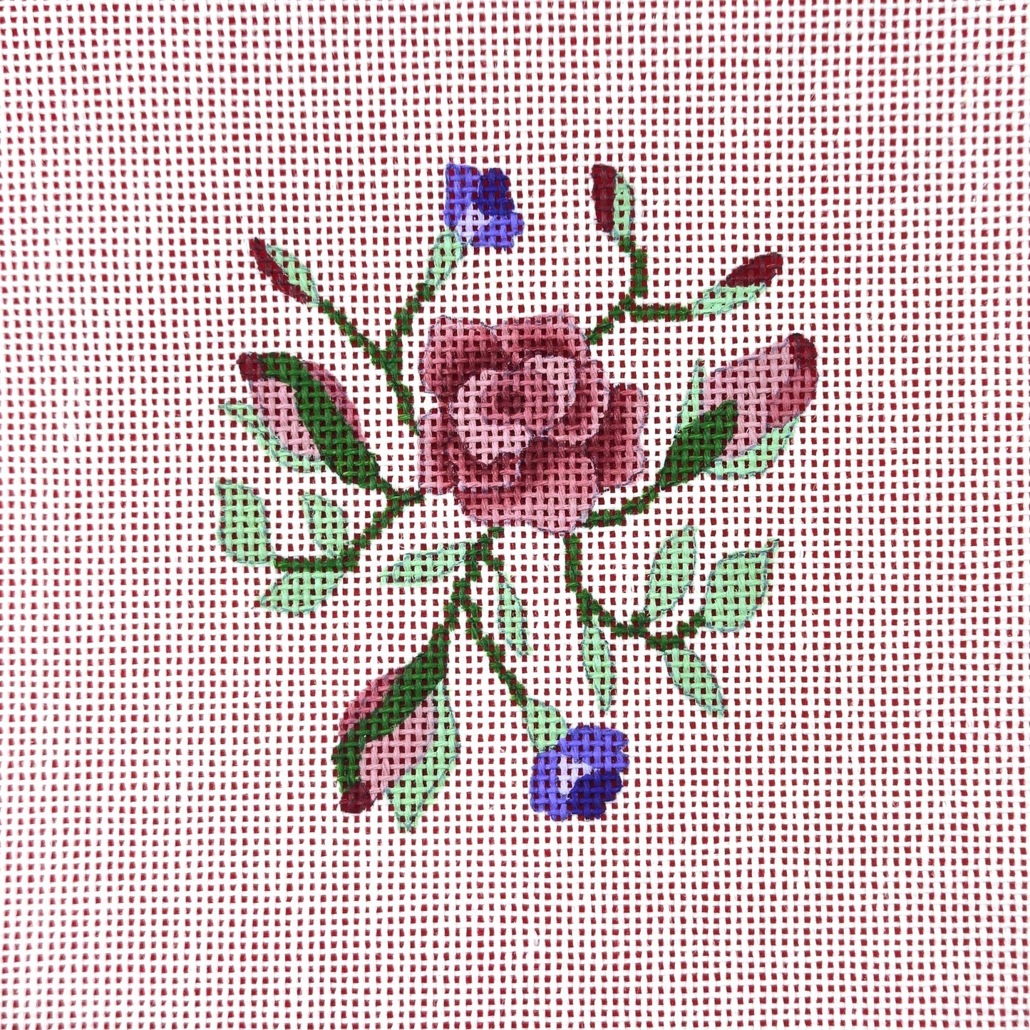 TERISU AUSTIN HP NEEDLEPOINT CANVAS: FLOWER BOX TOP, LID, COASTER    BM0